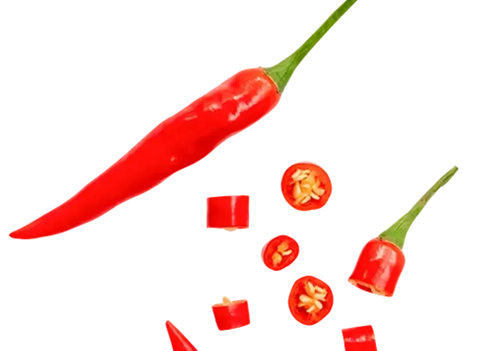 Chilli, ingefær og hvitløk ferdig hakket og fryst for å bevare kvalitet.