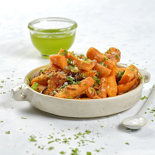 Bakte gulrøtter med parmesan